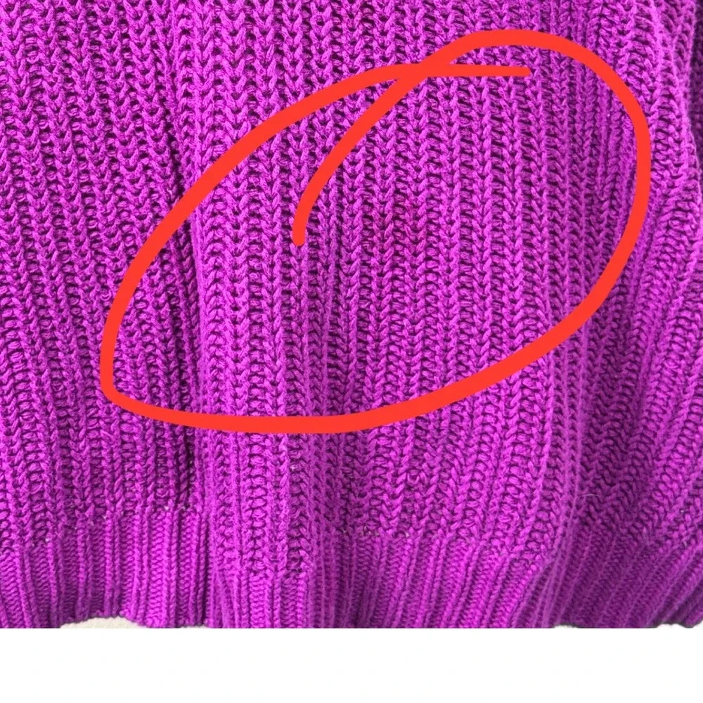 Lauren Ralph Lauren Women's L Purple‎ Cotton Knit Shawl Collar Pullover Sweater